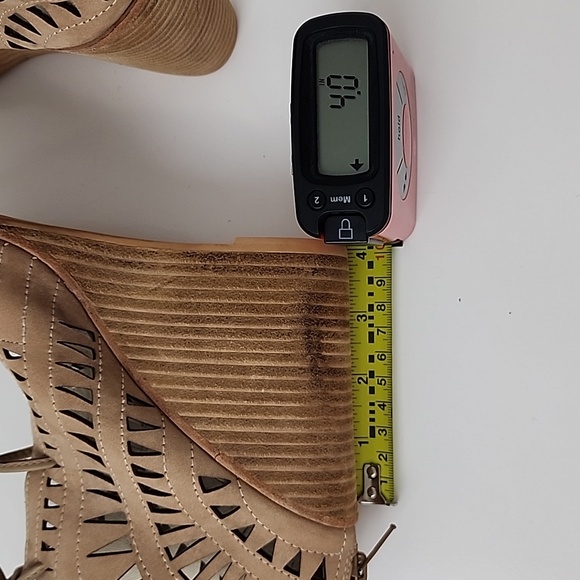 Jeffrey Campbell Cutout Rodillo Wedge Sandals Beige Tan - Picture 12 of 16